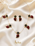 Traditional Green Kempstone with Red Nagapadam Invisible Chain-AEJ016