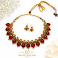 Chakra Enamel Red Palakka Necklace-AEJ033