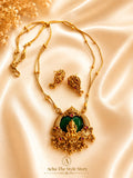 Saraswathi Temple Green Pendant Chain-AEJ037