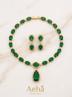 AD Emerald Stone Premium Necklace-AEJ040