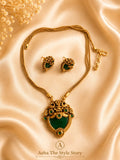 Green Enamel Palakka Pendant Chain-AEJ053