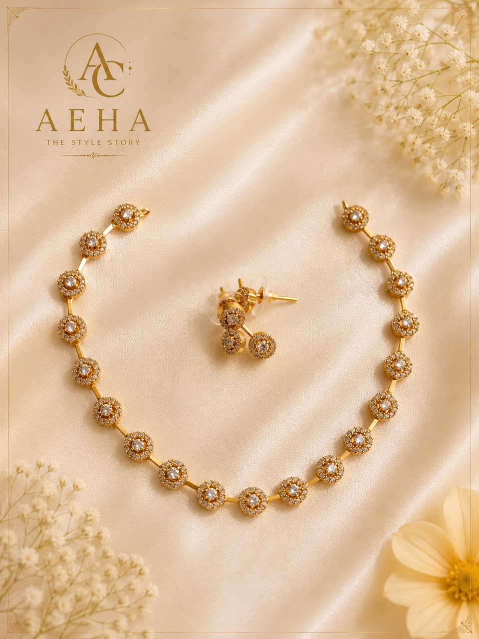 AD Stone Round Necklace-AEJ071