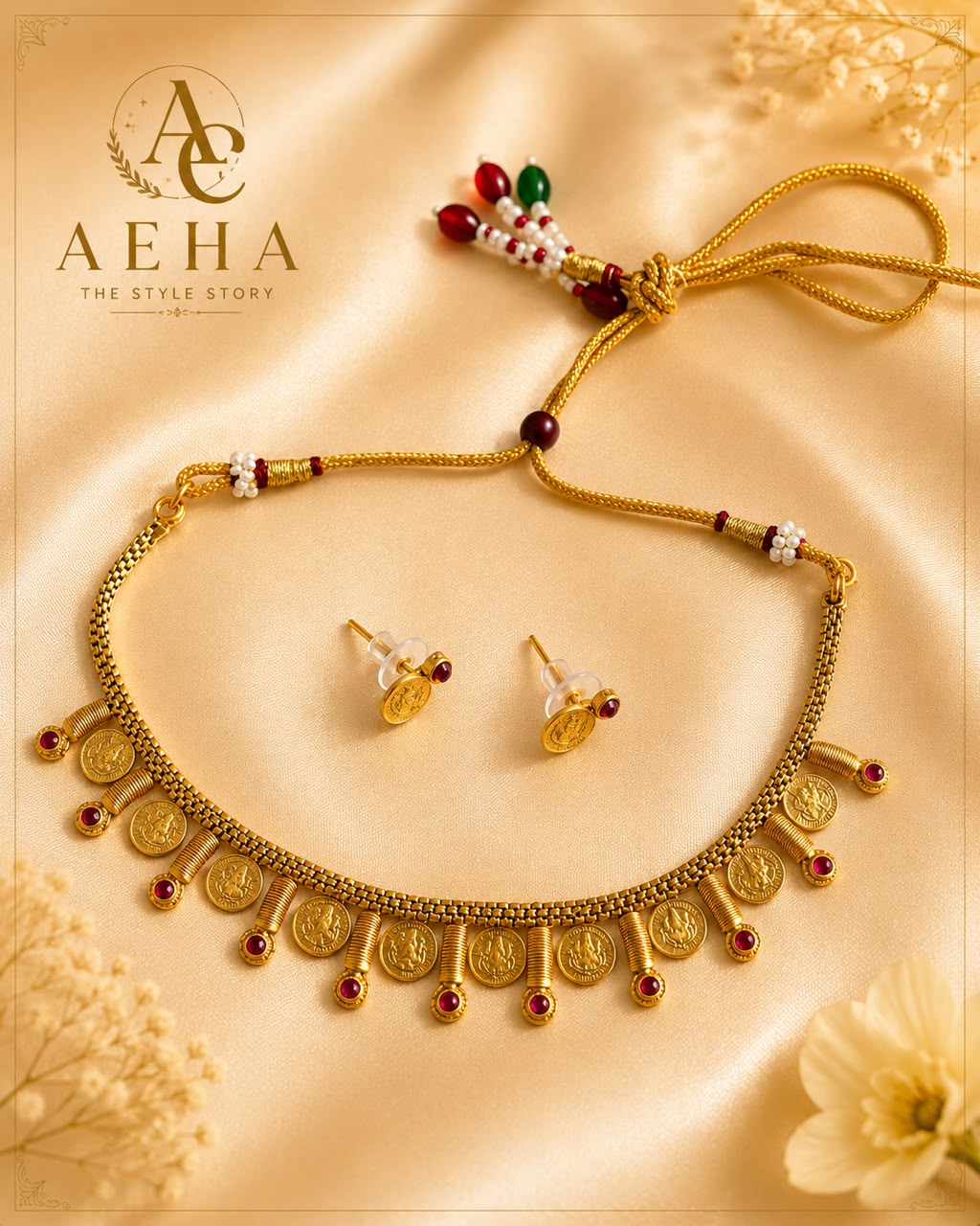 Suvarna Kaasu Necklace Set-AEJ075