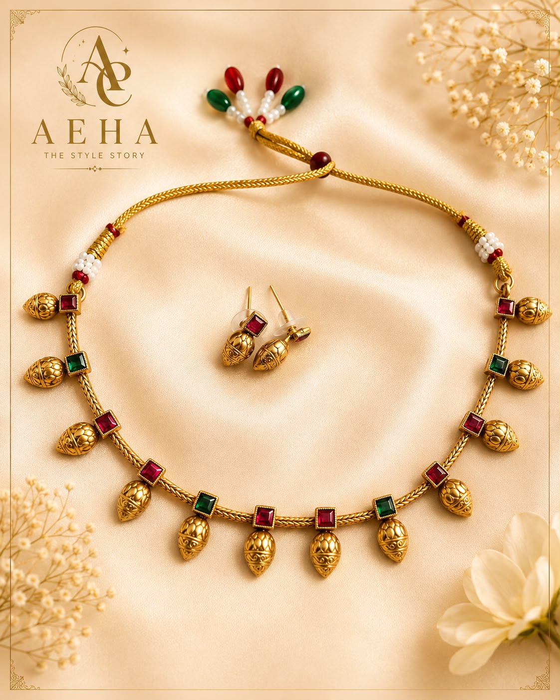 Mrinalini Antique Necklace-AEJ078
