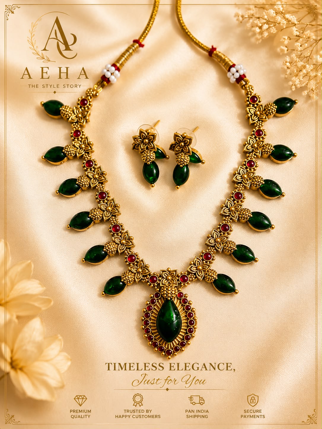 Haritha Floral Necklace-AEJ083