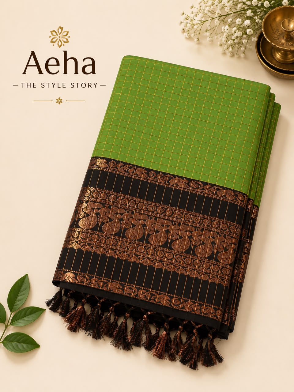 Ka;yani Cotton Checked Saree-AES017