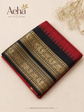 Red and Black Kanchi Cotton saree-AES08