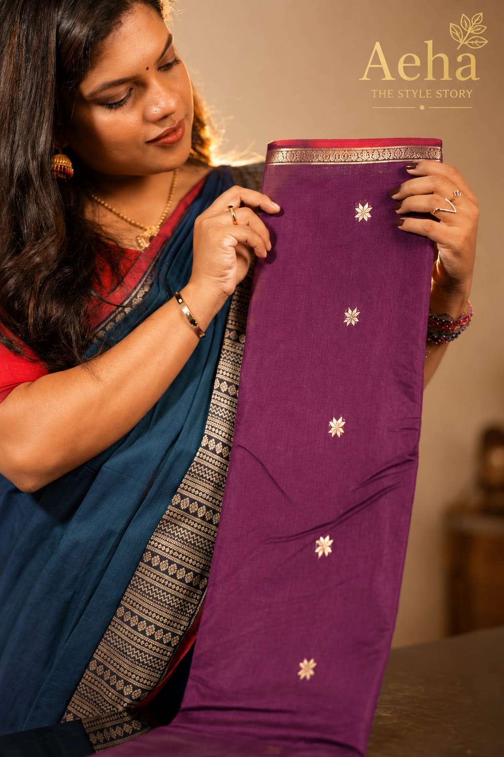 Priyadarshini Contrast Cotton Saree-AES021