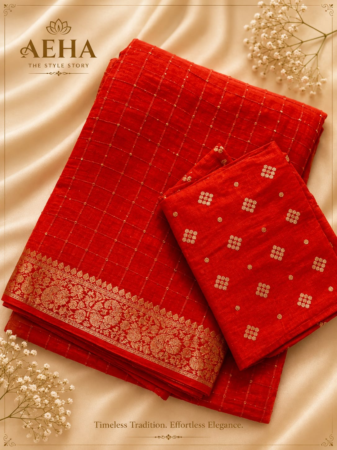 Viscose Georgette Orange Saree-AES050