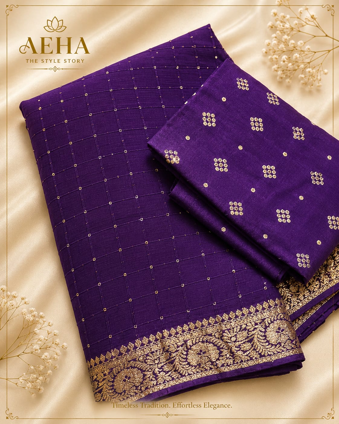 Viscose Georgette Purple Saree-AES052
