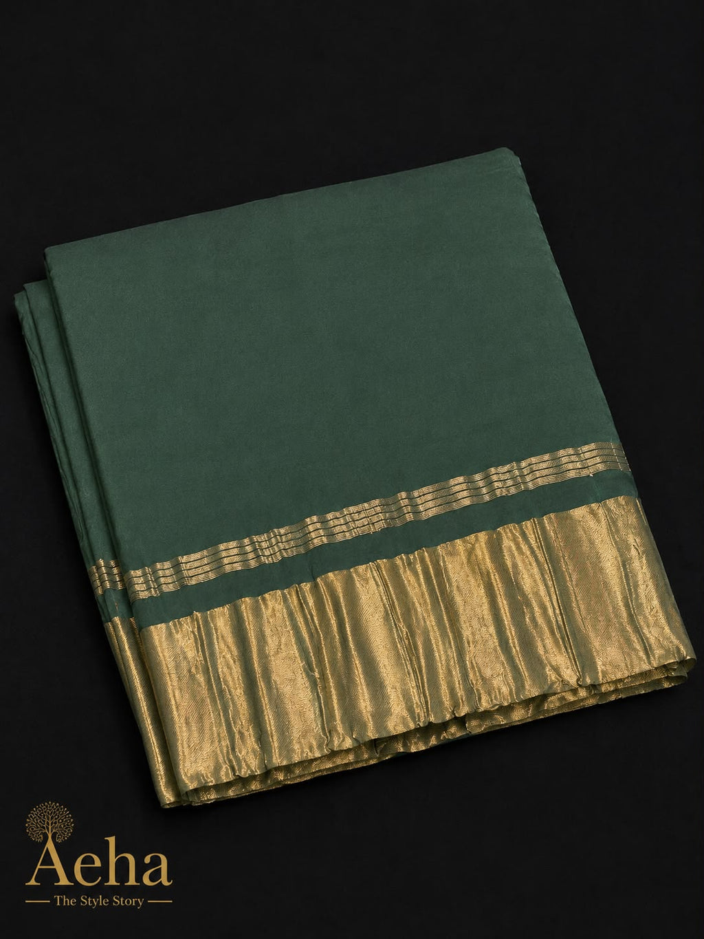 Pure Modal Lagdi Pallu Green Saree-AES032