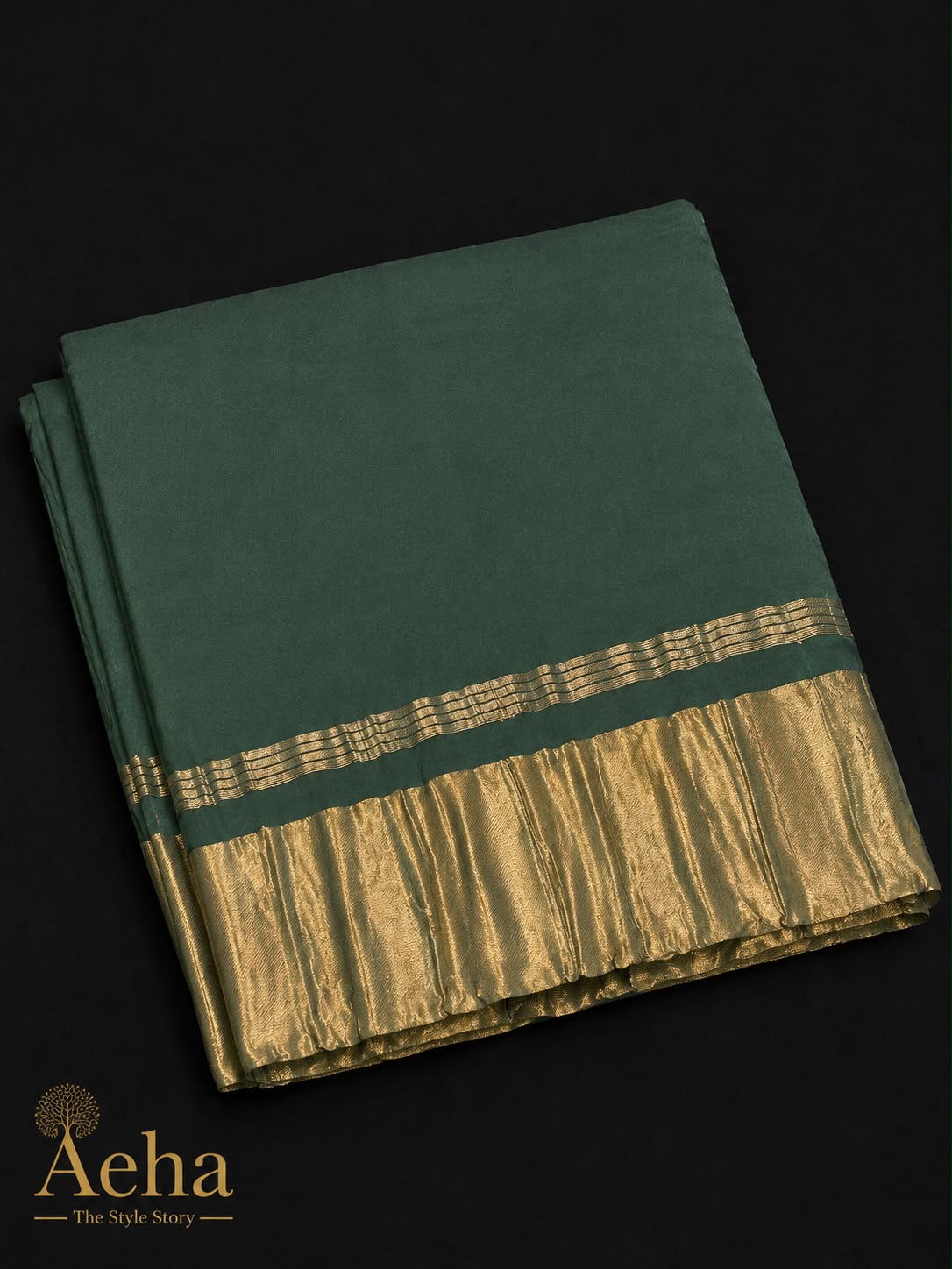 Pure Modal Lagdi Pallu Green Saree-AES032