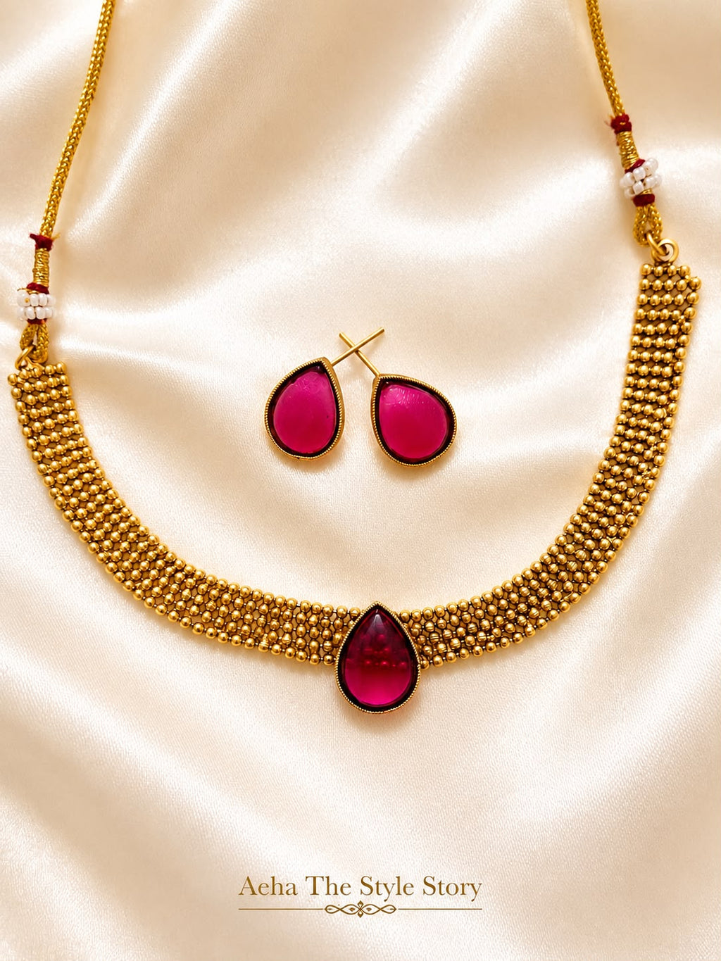 Ruby and Emerald Teardrop Kemp Choker-AEJ012