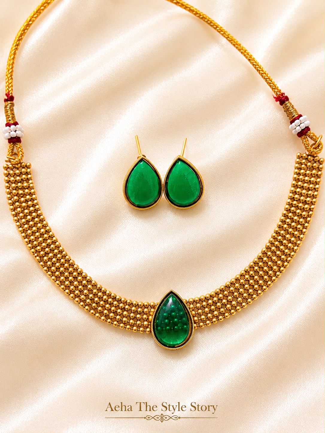 Ruby and Emerald Teardrop Kemp Choker-AEJ012