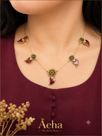 Traditional Green Kempstone with Red Nagapadam Invisible Chain-AEJ016