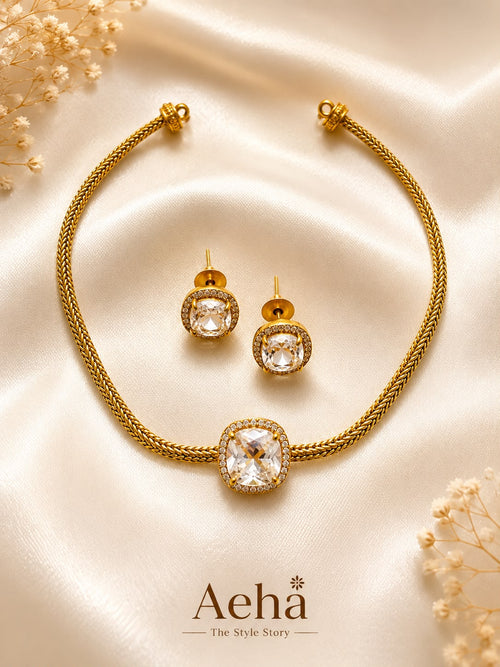 AD Necklace Set White-AEJ044