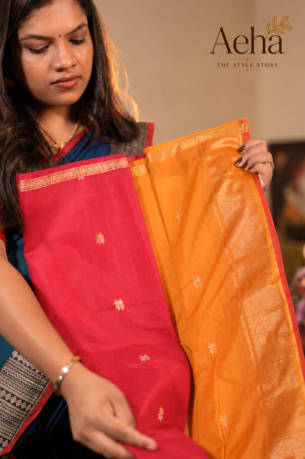 Priyadarshini Contrast Cotton Saree-AES020
