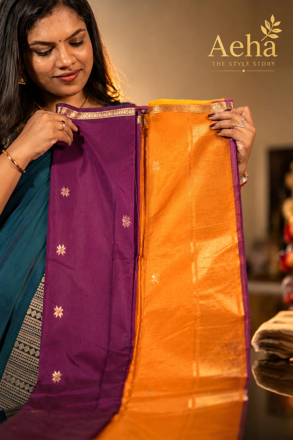 Priyadarshini Contrast Cotton Saree-AES021