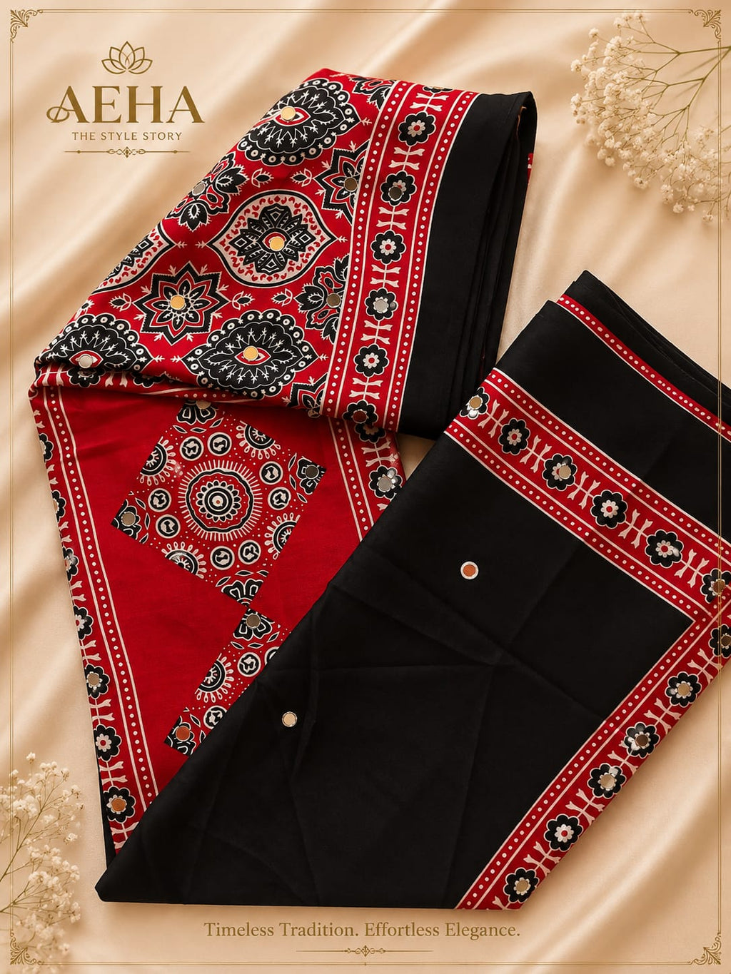 Semi Modal Ajrakh Saree-AES051