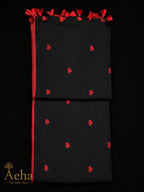Embroidery Kadhi Cotton Red and Black Saree-AES035