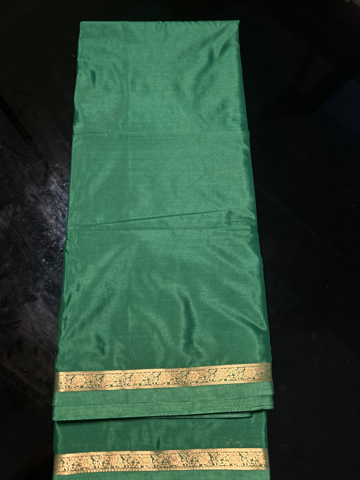 Semi Mysore Silk Green Saree-AES047