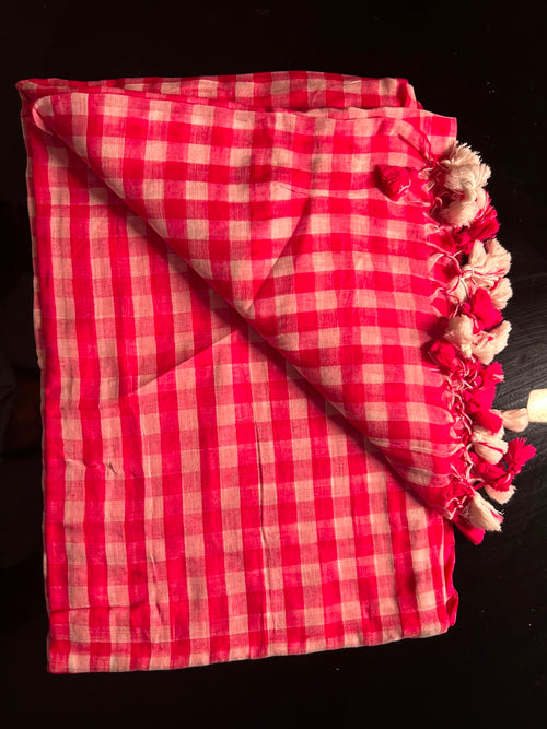 Checked Mul Cotton Saree-AES053